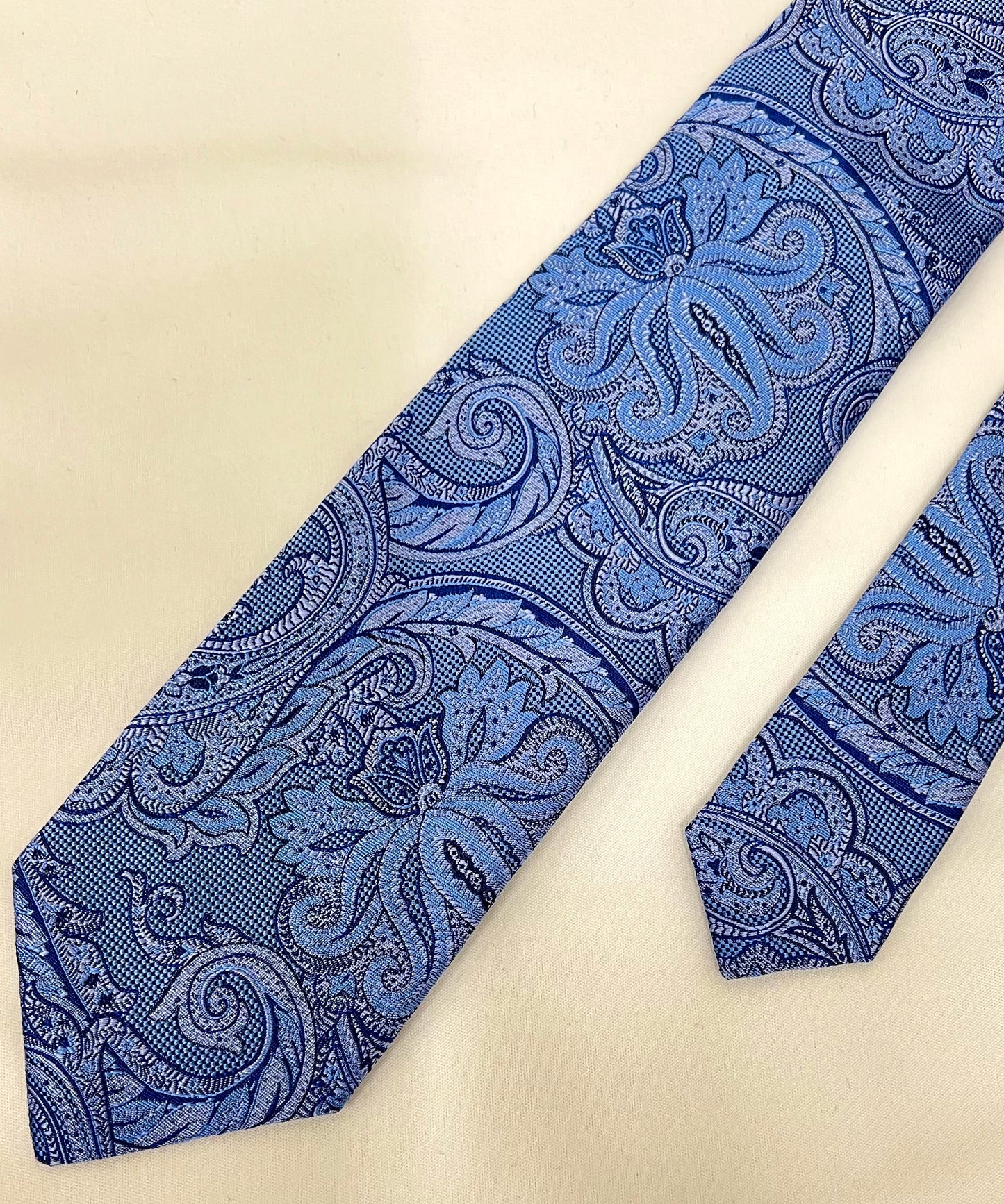 Franco Spada ( フランコスパダ )  ヴィンテージ調更紗ペーズリーネクタイ:サックスブルー