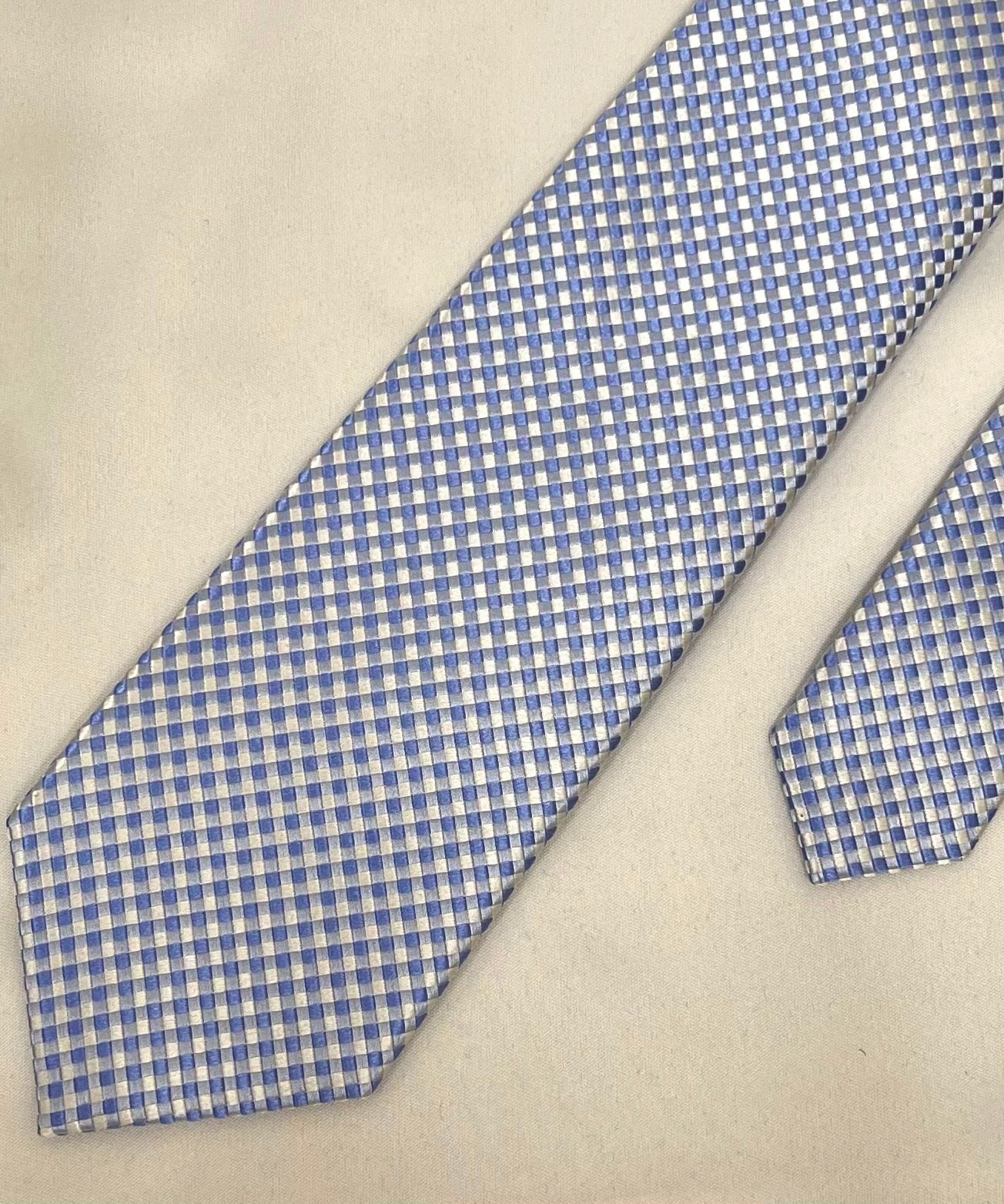 Franco Spada ( フランコスパダ )  NEW FORMAL大バスケット2トーンカラージャガードネクタイ: サックス×ホワイト