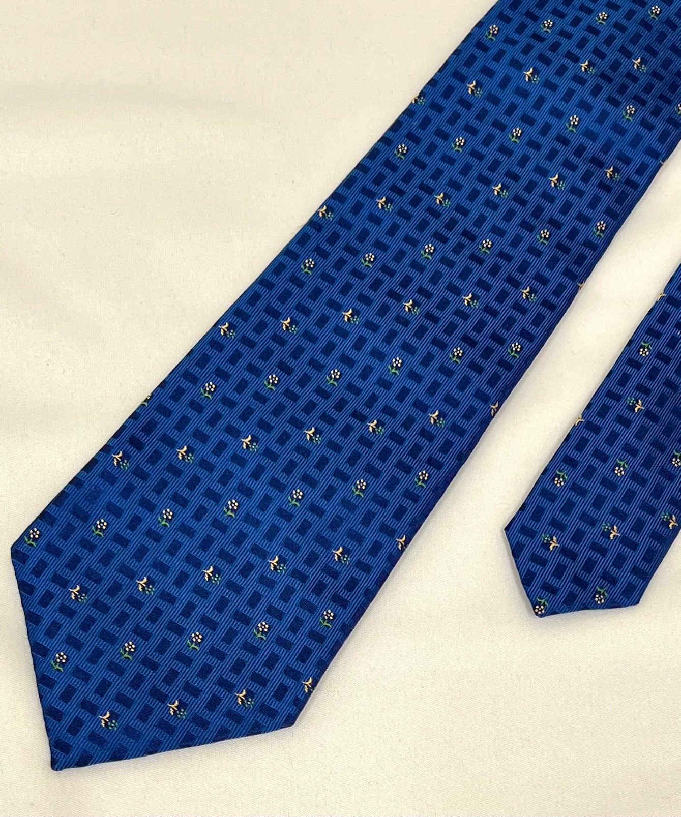 Franco Spada ( フランコスパダ ) フレンチヴィンテージプチフラワーモチーフネクタイ:Dブルー