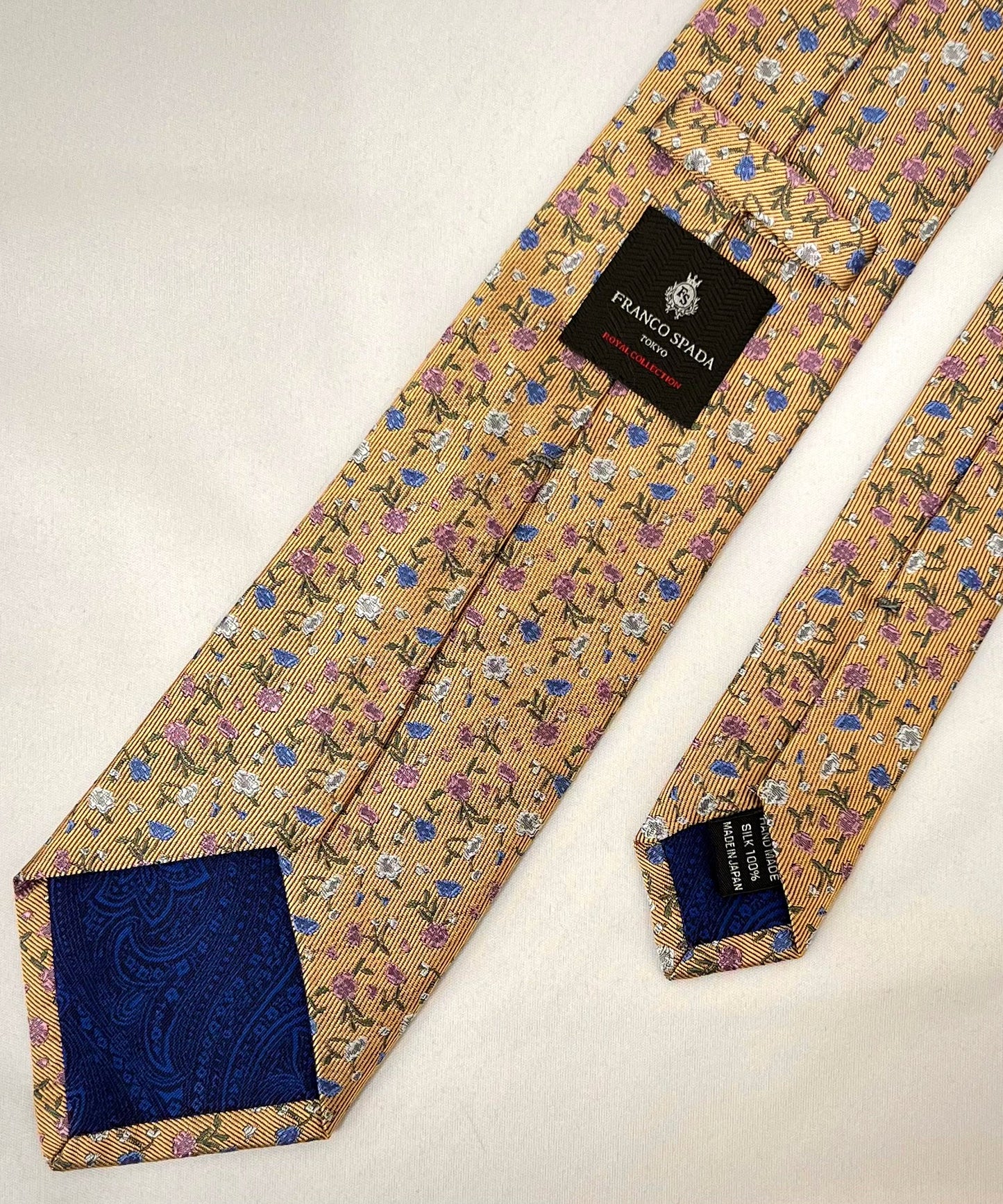 Franco Spada ( フランコスパダ )  フレンチヴィンテージプチフラワージャガードネクタイ: イエローゴールド