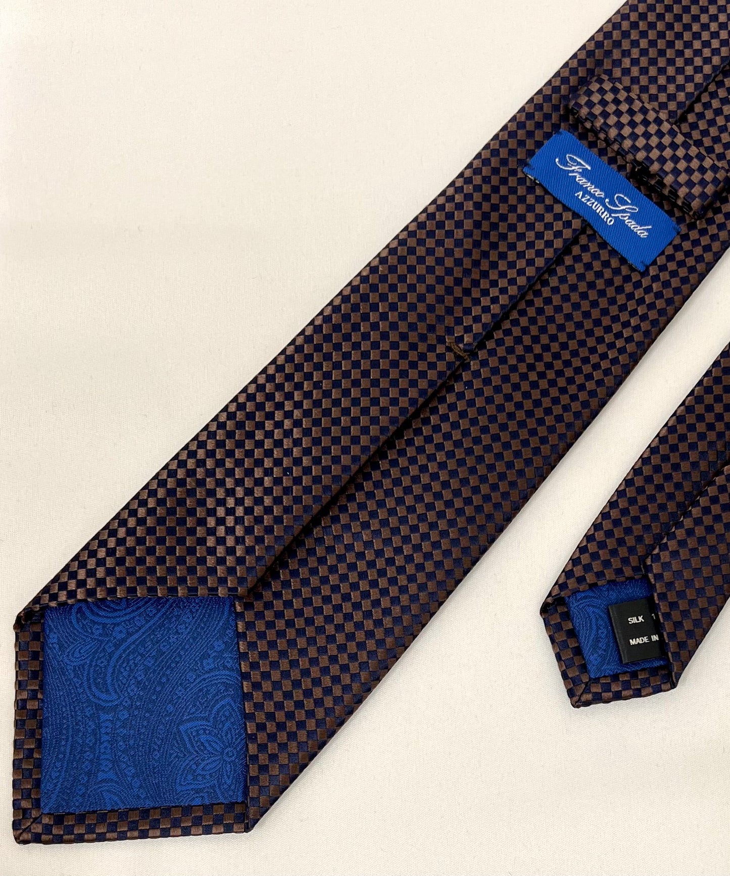 AZZURRO(アズーロ) 新大バスケット無地調ジャガードネクタイ:ミッドナイトネイビー×ブラウン