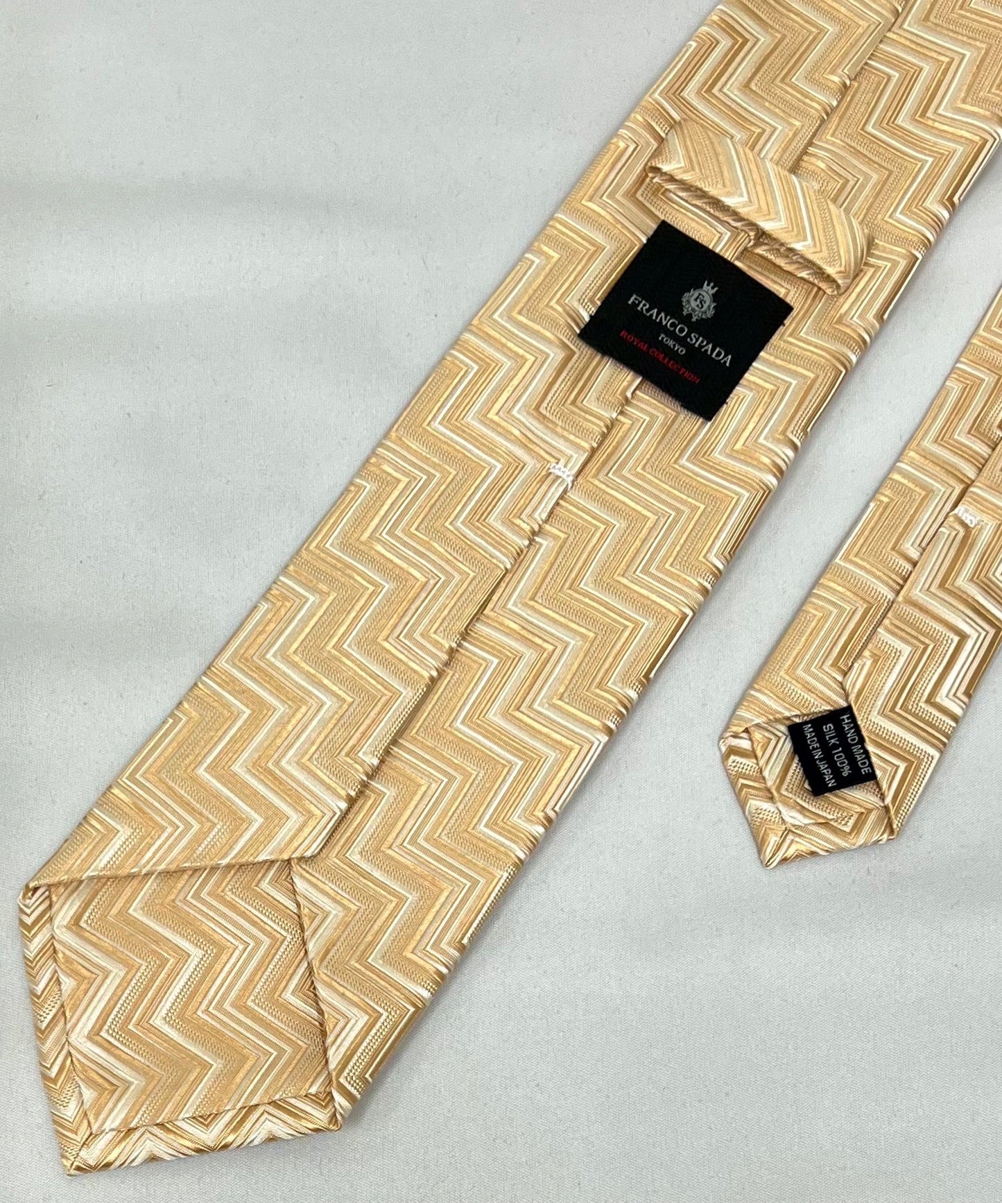 Franco Spada ( フランコスパダ )  NEW FORMALヘリンボーン2トーンカラージャガードネクタイ: イエロー×ホワイト