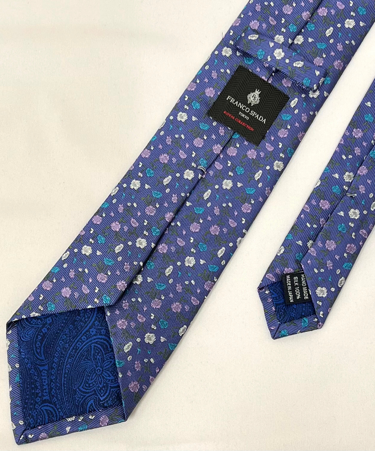 Franco Spada ( フランコスパダ )  フレンチヴィンテージプチフラワージャガードネクタイ: フレンチムラブルー