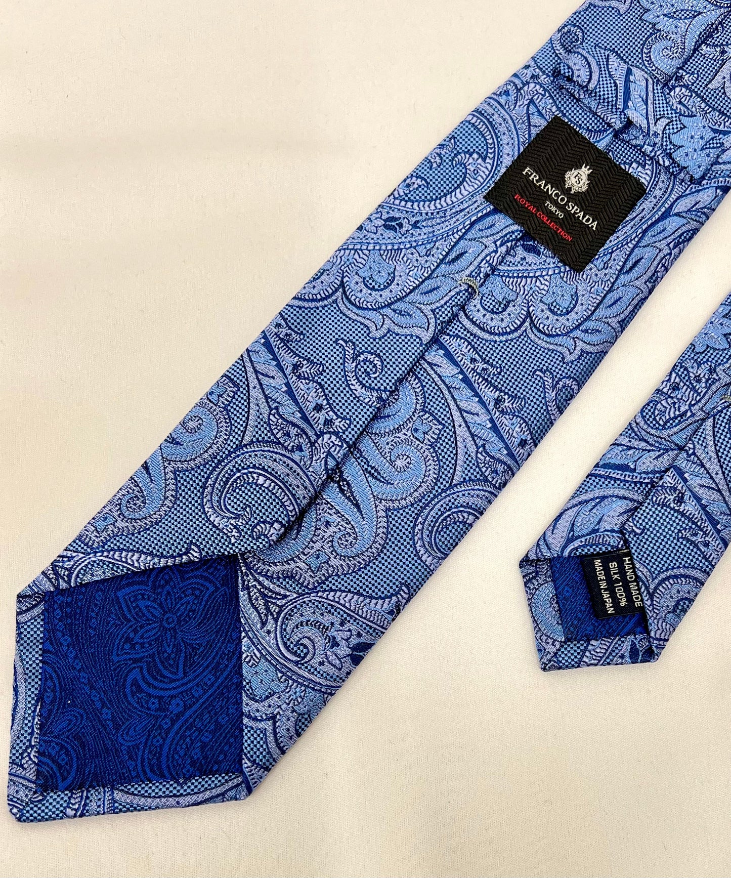 Franco Spada ( フランコスパダ )  ヴィンテージ調更紗ペーズリーネクタイ:サックスブルー