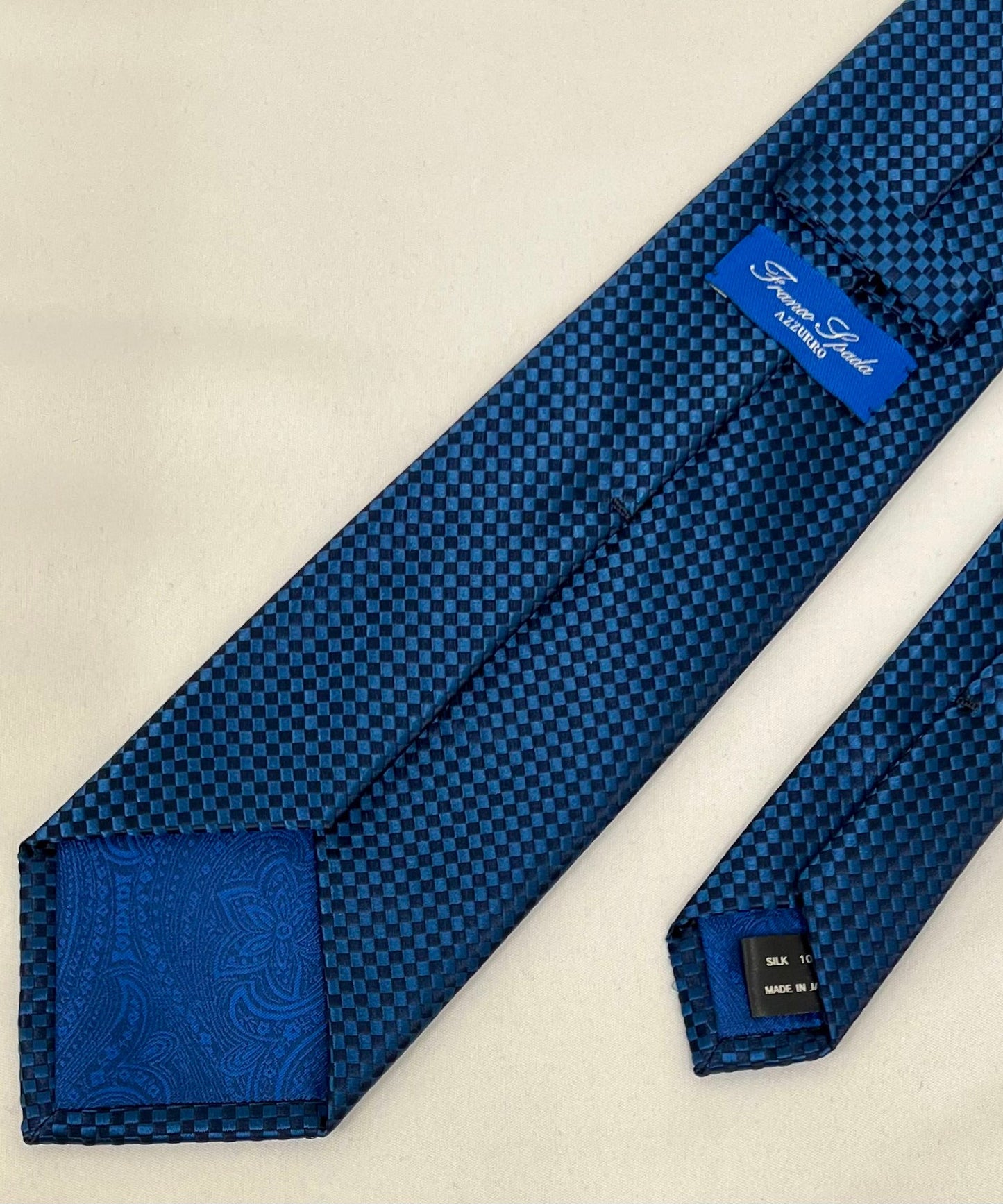 AZZURRO(アズーロ) 新大バスケット無地調ジャガードネクタイ:ミッドナイトネイビー×フォレストブルー