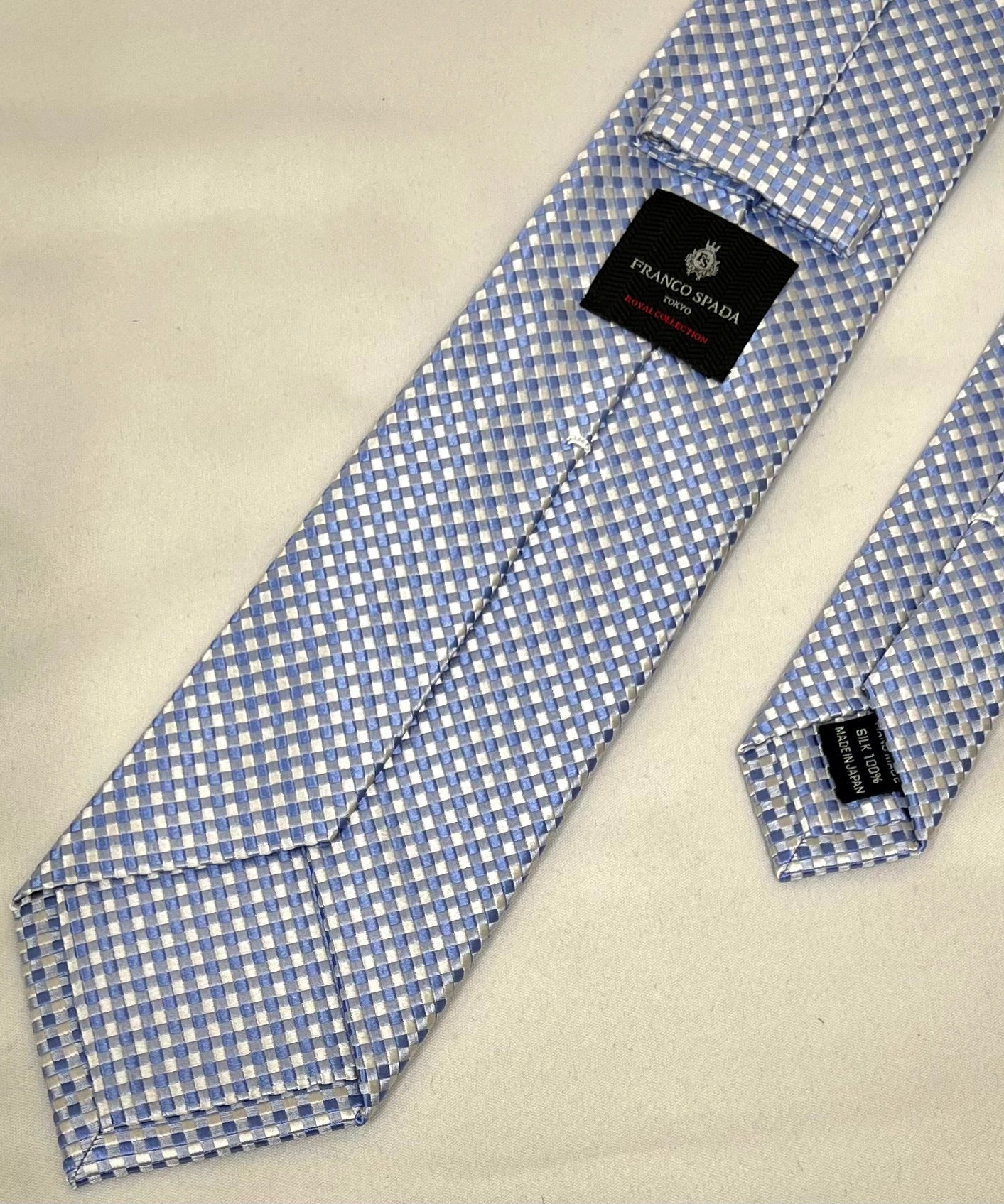 Franco Spada ( フランコスパダ )  NEW FORMAL大バスケット2トーンカラージャガードネクタイ: サックス×ホワイト