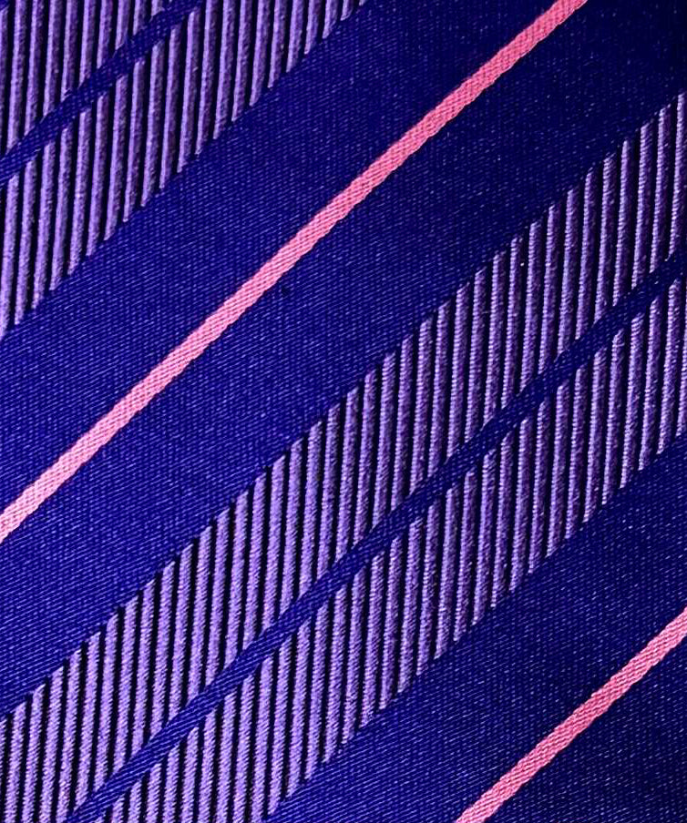 Franco Spada ( フランコスパダ )🆕コンテンポラリーブリティッシュオルタネートサテンストライプネクタイ:パープル×ネイビー×ピンク
