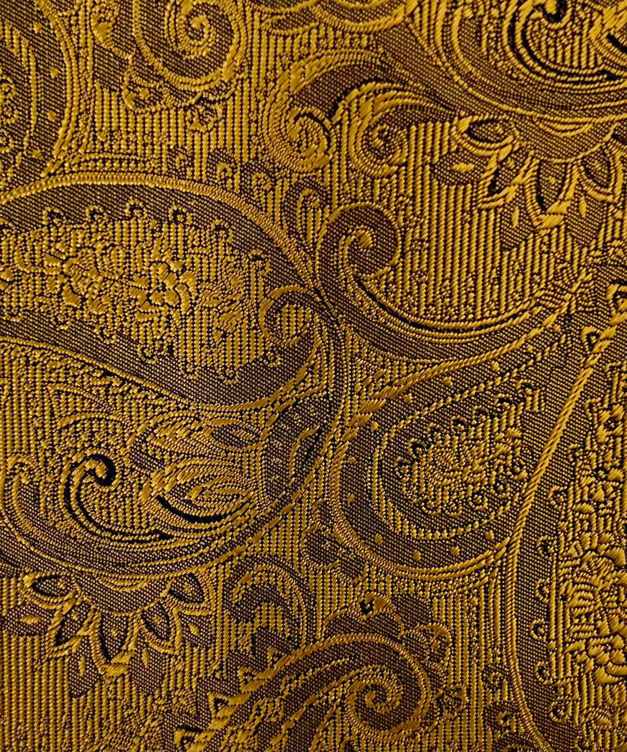 Franco spada ( フランコスパダ ) クラシック更紗ペーズリー無地調ネクタイ:イエローゴールド