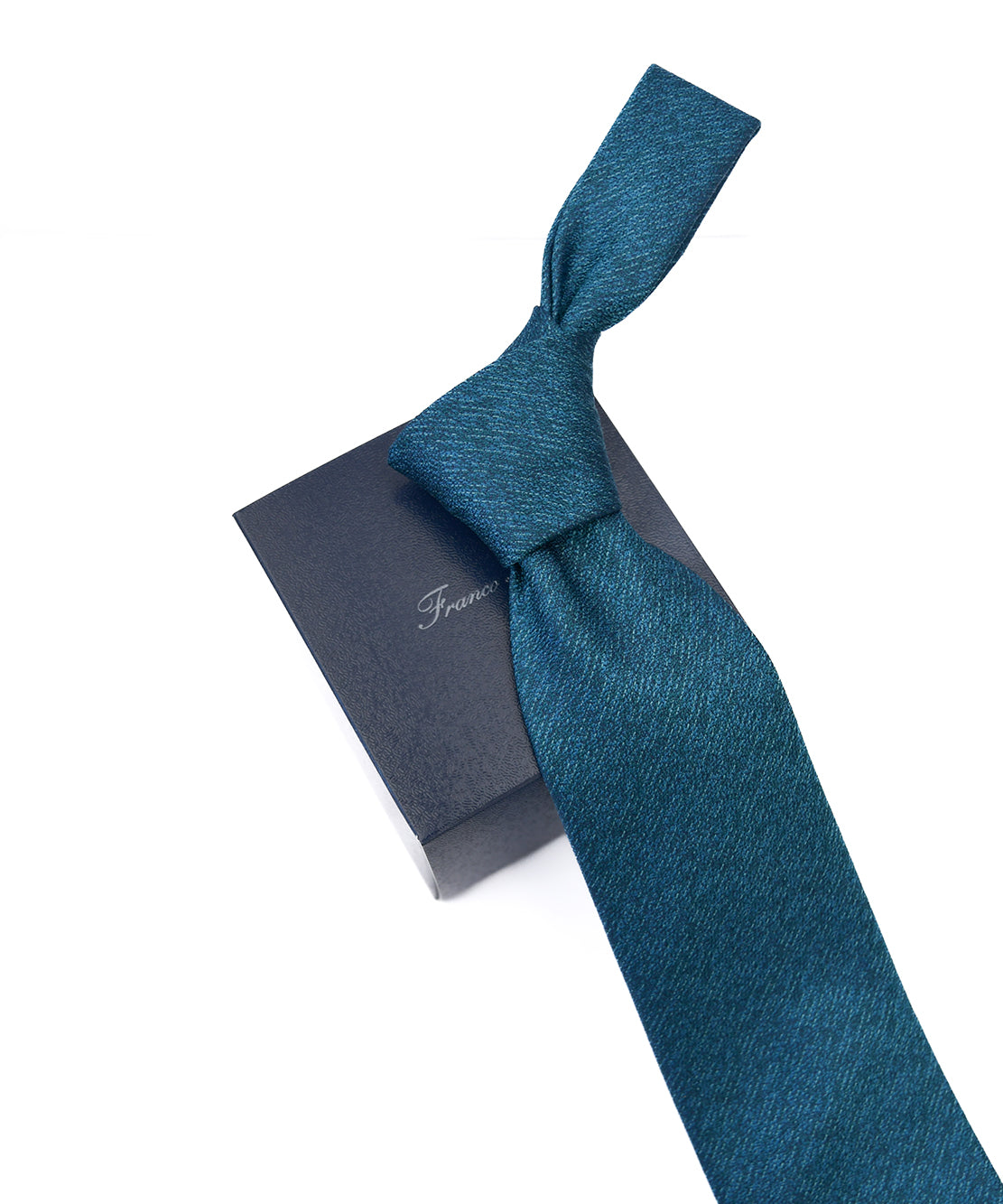 Franco Spada ( フランコスパダ ) ヴィンテージ調梨地ミックス無地ネクタイ:ターコイズグリーン
