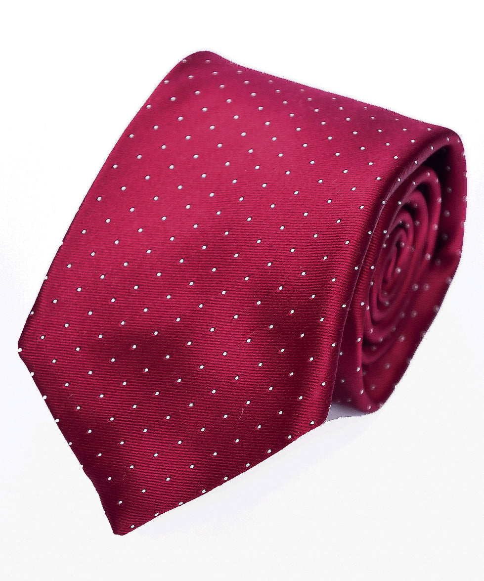 Franco Spada ( フランコスパダ )  ベーシックサテンピンドットネクタイ:ワインレッド×ホワイト