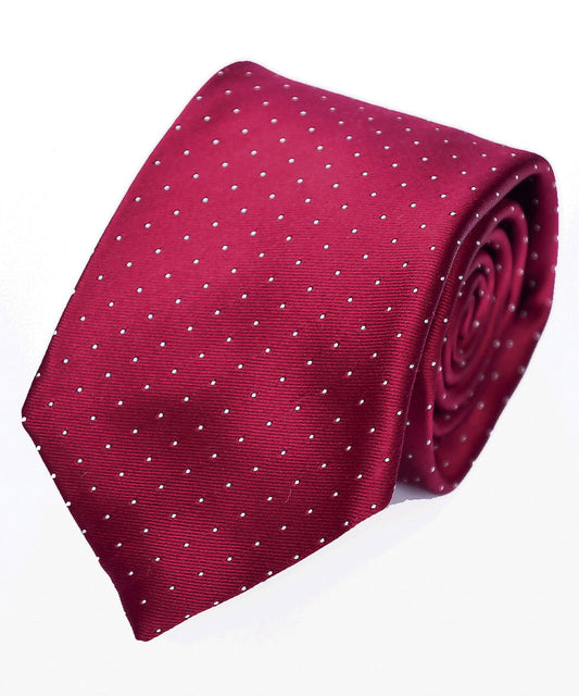 Franco Spada ( フランコスパダ )  ベーシックサテンピンドットネクタイ:ワインレッド×ホワイト