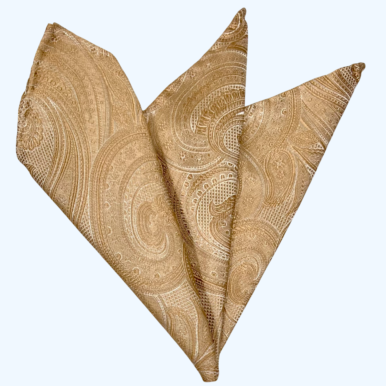 Franco Spada ( フランコスパダ )ハンドロール(手巻き)ポケットチーフ (メランジ無地調大更紗ペーズリー):シャンパンベージュ