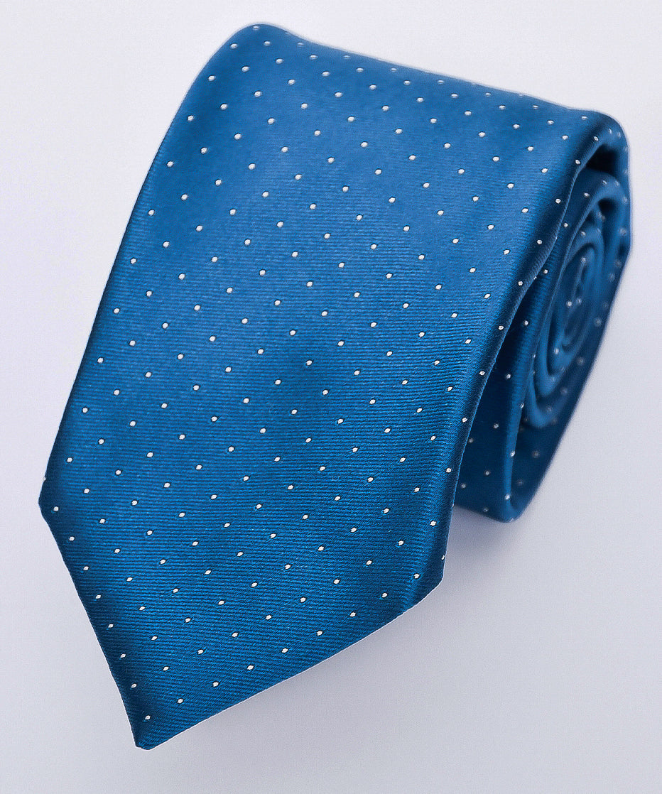 Franco Spada ( フランコスパダ )  ベーシックサテンピンドットネクタイ:フォレストブルー×ホワイト