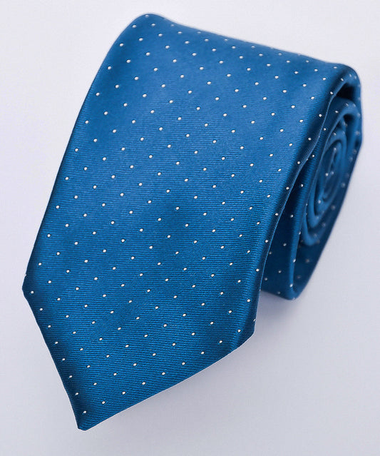 Franco Spada ( フランコスパダ )  ベーシックサテンピンドットネクタイ:フォレストブルー×ホワイト