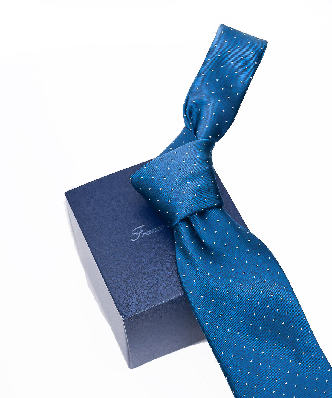 Franco Spada ( フランコスパダ )  ベーシックサテンピンドットネクタイ:フォレストブルー×ホワイト
