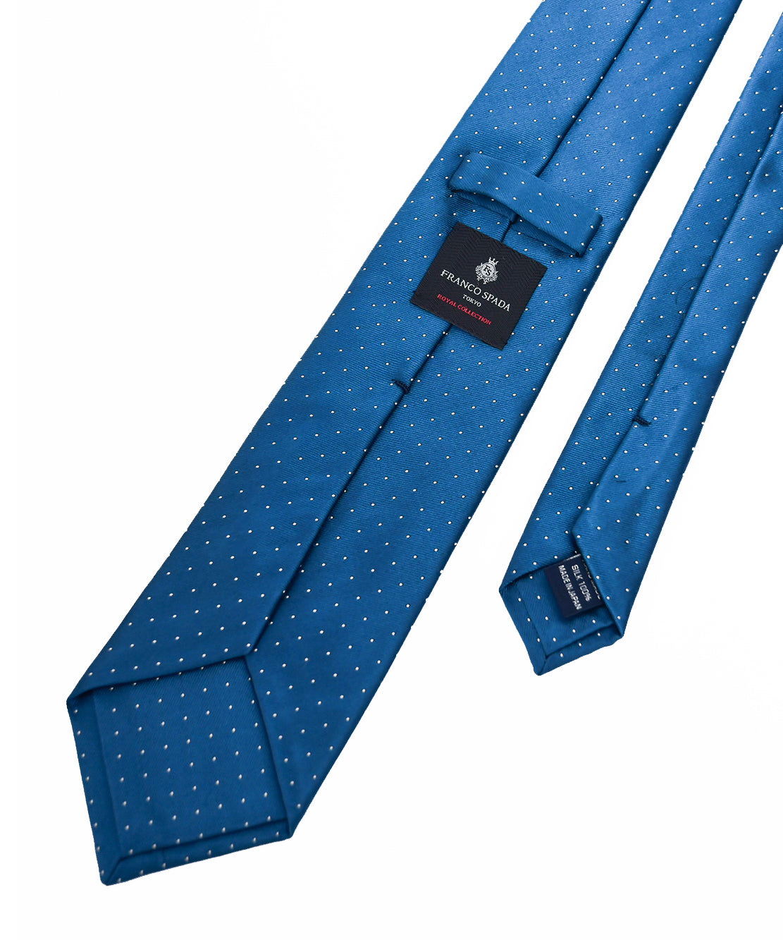 Franco Spada ( フランコスパダ )  ベーシックサテンピンドットネクタイ:フォレストブルー×ホワイト