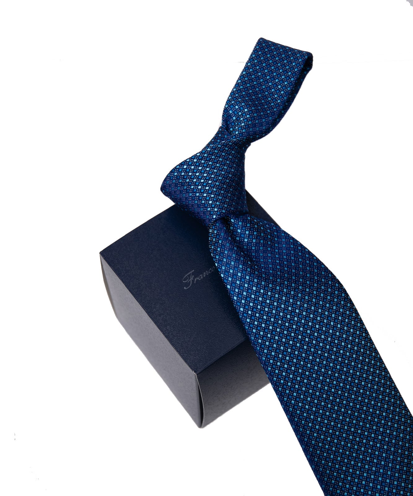 Franco Spada ( フランコスパダ ) マイクロスクエアネクタイ:ターコイズブルー×サックス