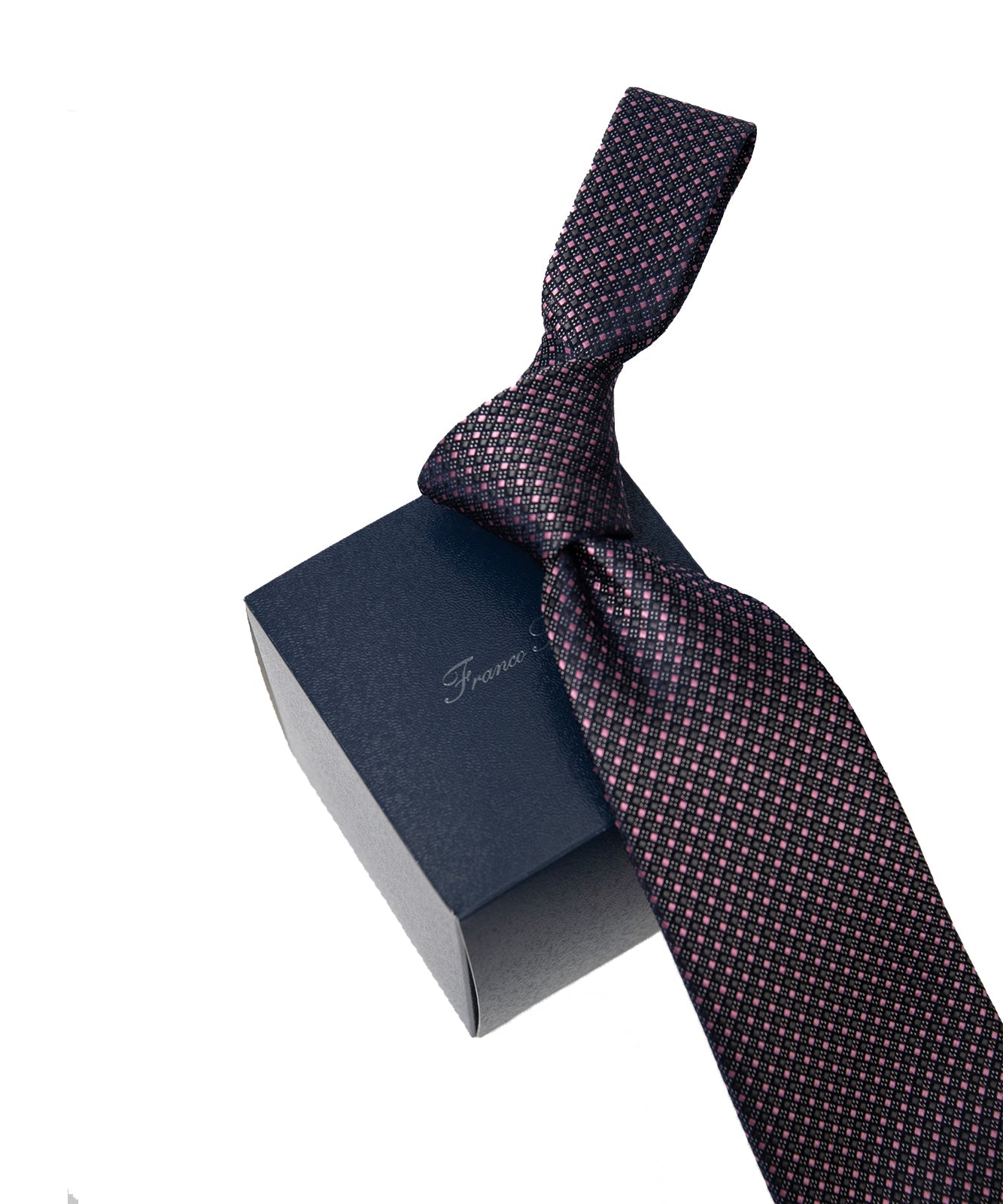 Franco Spada ( フランコスパダ ) マイクロスクエアネクタイ:グレー×ピンク