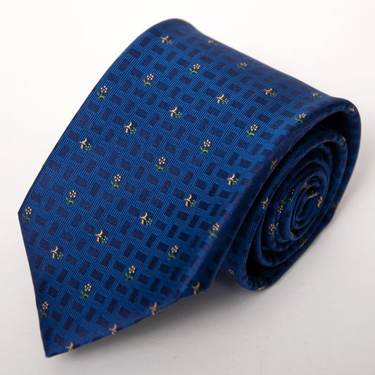 Franco Spada ( フランコスパダ ) フレンチヴィンテージプチフラワーモチーフネクタイ:Dブルー