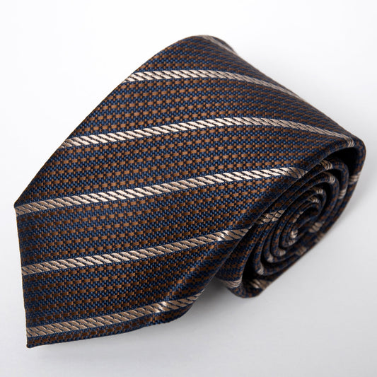 Franco Spada ( フランコスパダ ) ヴィンテージストライプネクタイ:ブラウン×ベージュ