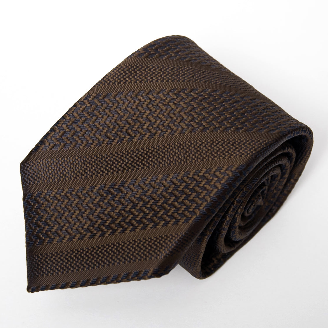 Franco Spada ( フランコスパダ ) ヴィンテージ無地調ストライプネクタイ:レトロブラウン