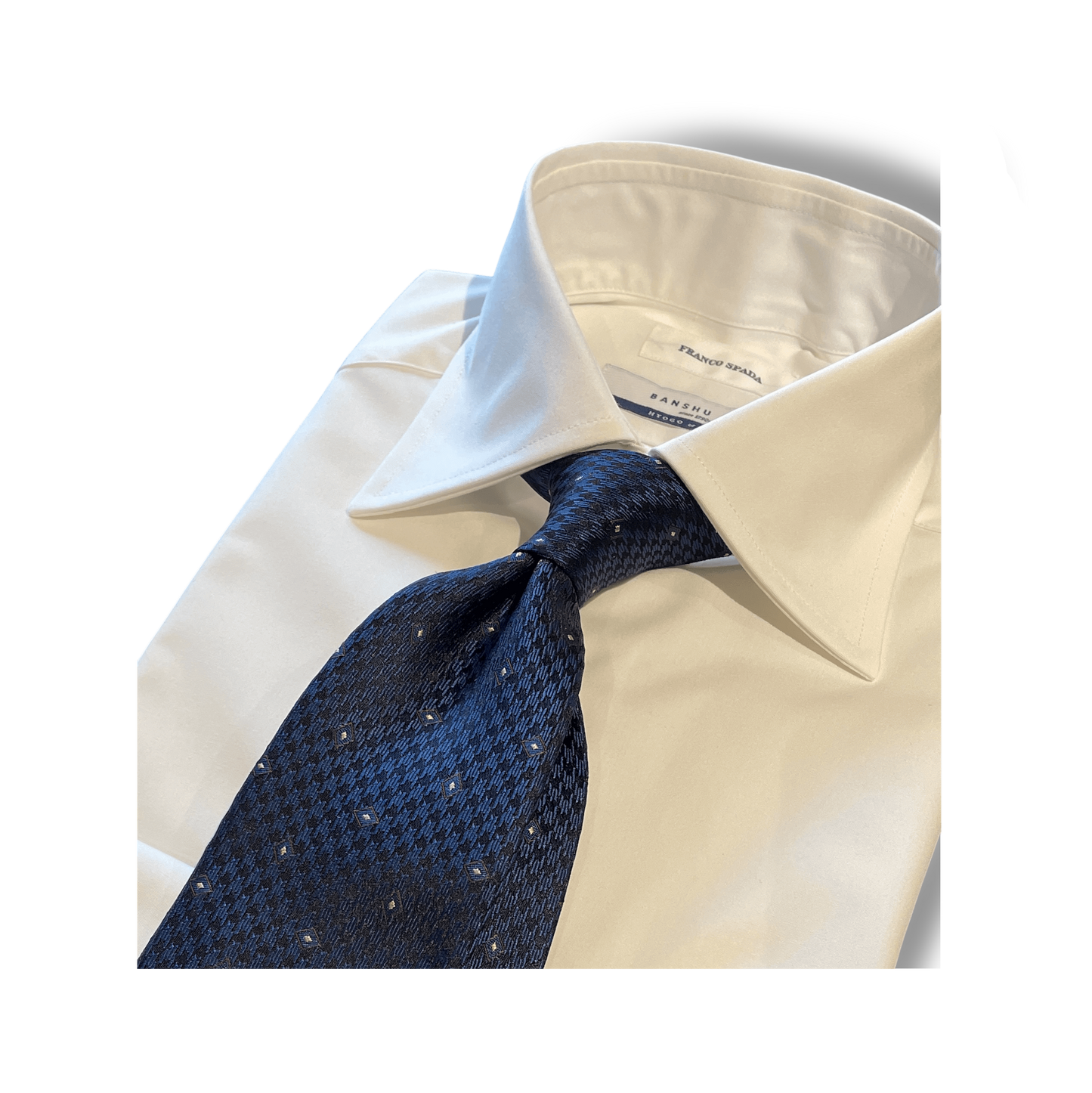 Franco Spada ( フランコスパダ ) 播州織 ヘリンボンセミワイドカラーシャツ ホワイト