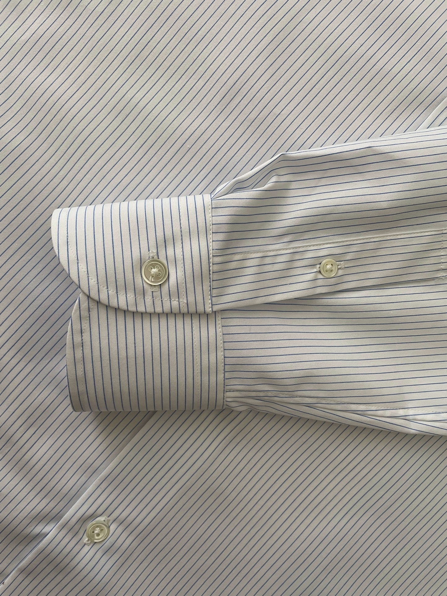 Franco Spada ( フランコスパダ ) 播州織 ピンストライプ セミワイドカラーシャツ ホワイト×ブルー