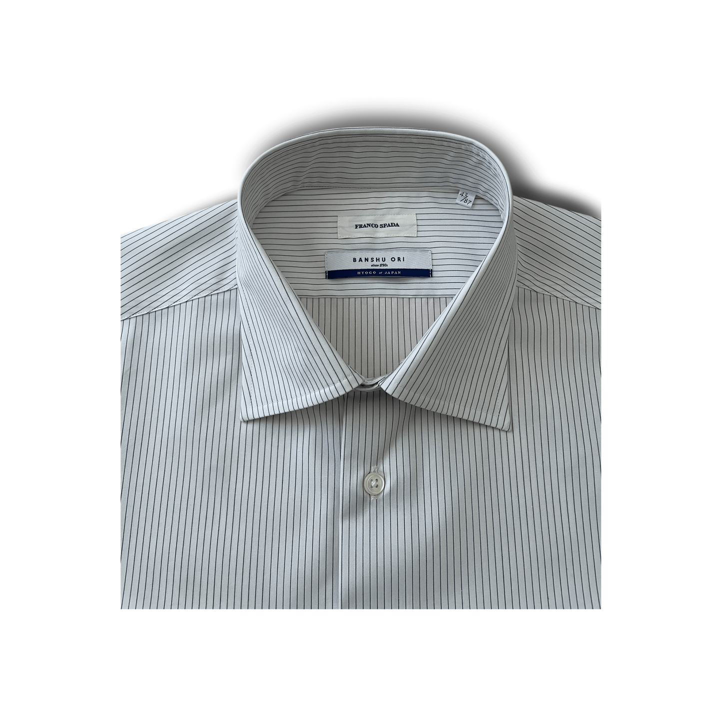 Franco Spada ( フランコスパダ ) 播州織 ピンストライプ セミワイドカラーシャツ ホワイト×グレー
