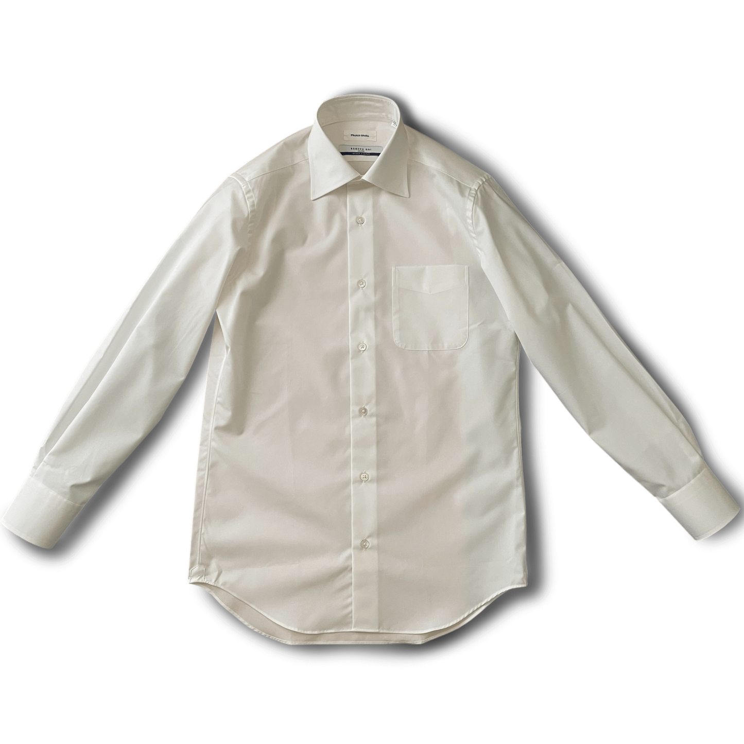Franco Spada ( フランコスパダ ) 播州織 ヘリンボンセミワイドカラーシャツ ホワイト