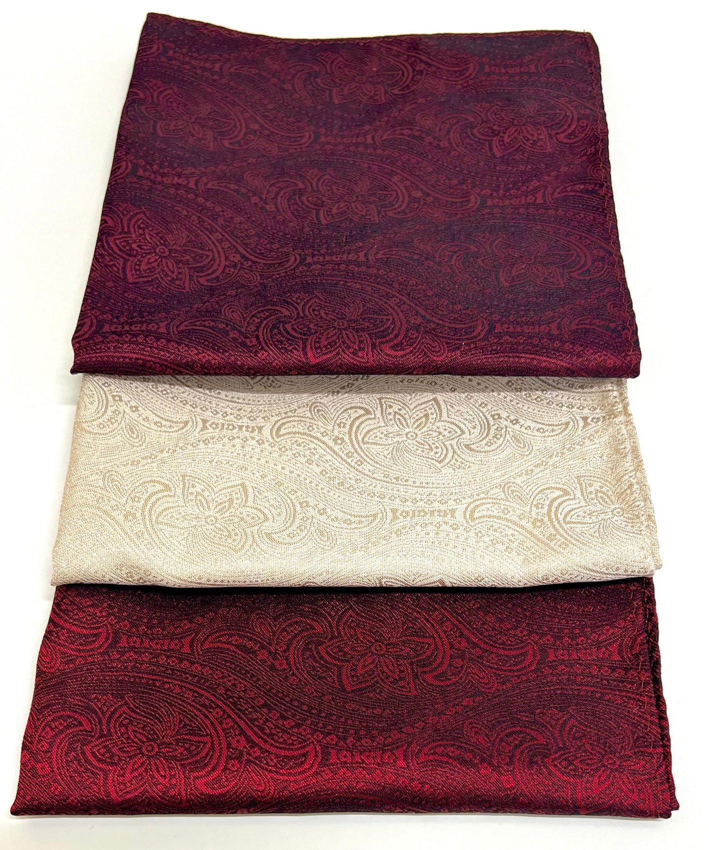 Franco Spada  ( フランコスパダ )   クラシックペーズリージャガードポケットチーフ2 ベーシックカラー:ワイン