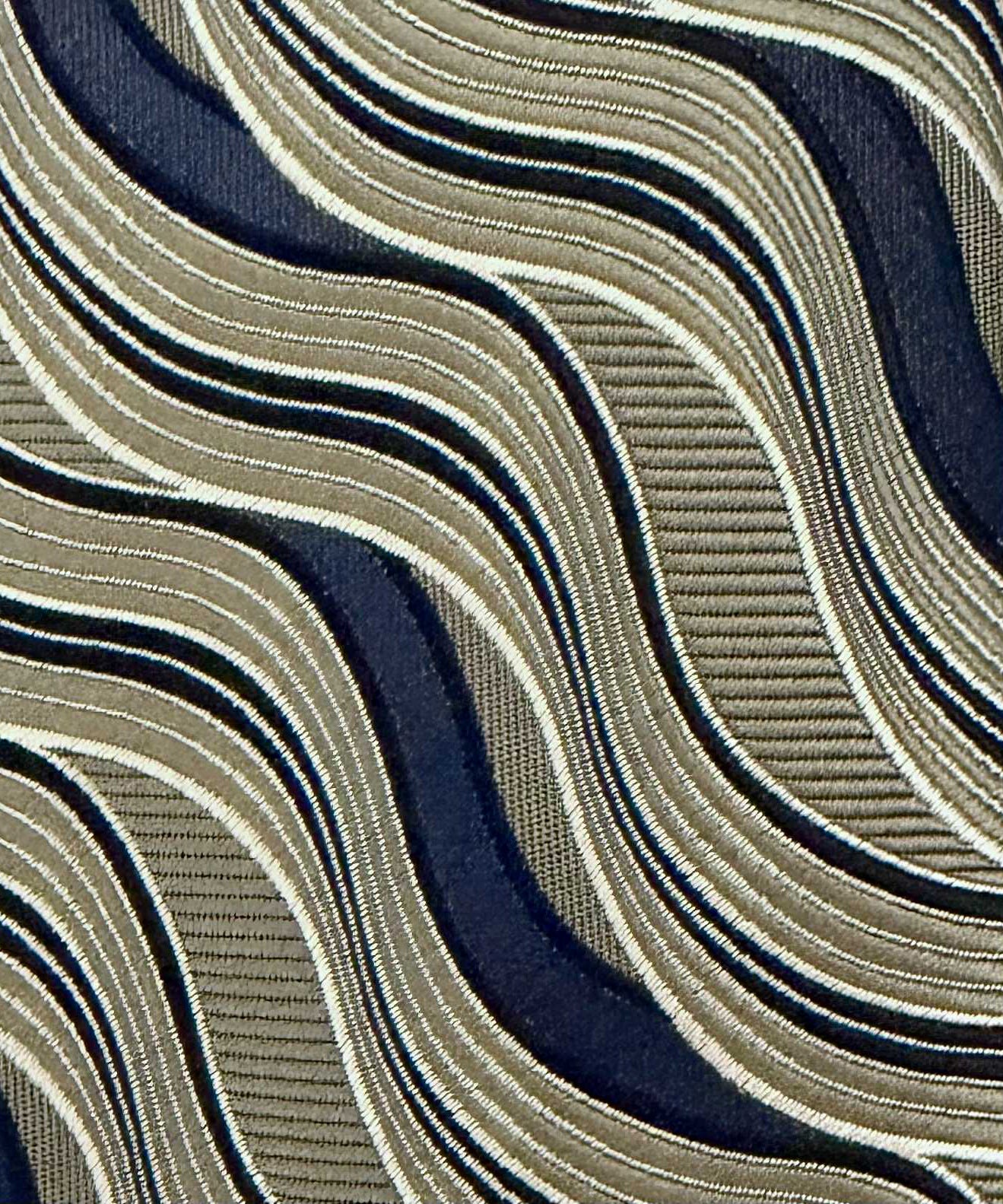 Franco Spada ( フランコスパダ )🆕コンテンポラリーブリティッシュウェーブジャガードネクタイ:ミッドナイトネイビー×ベージュ