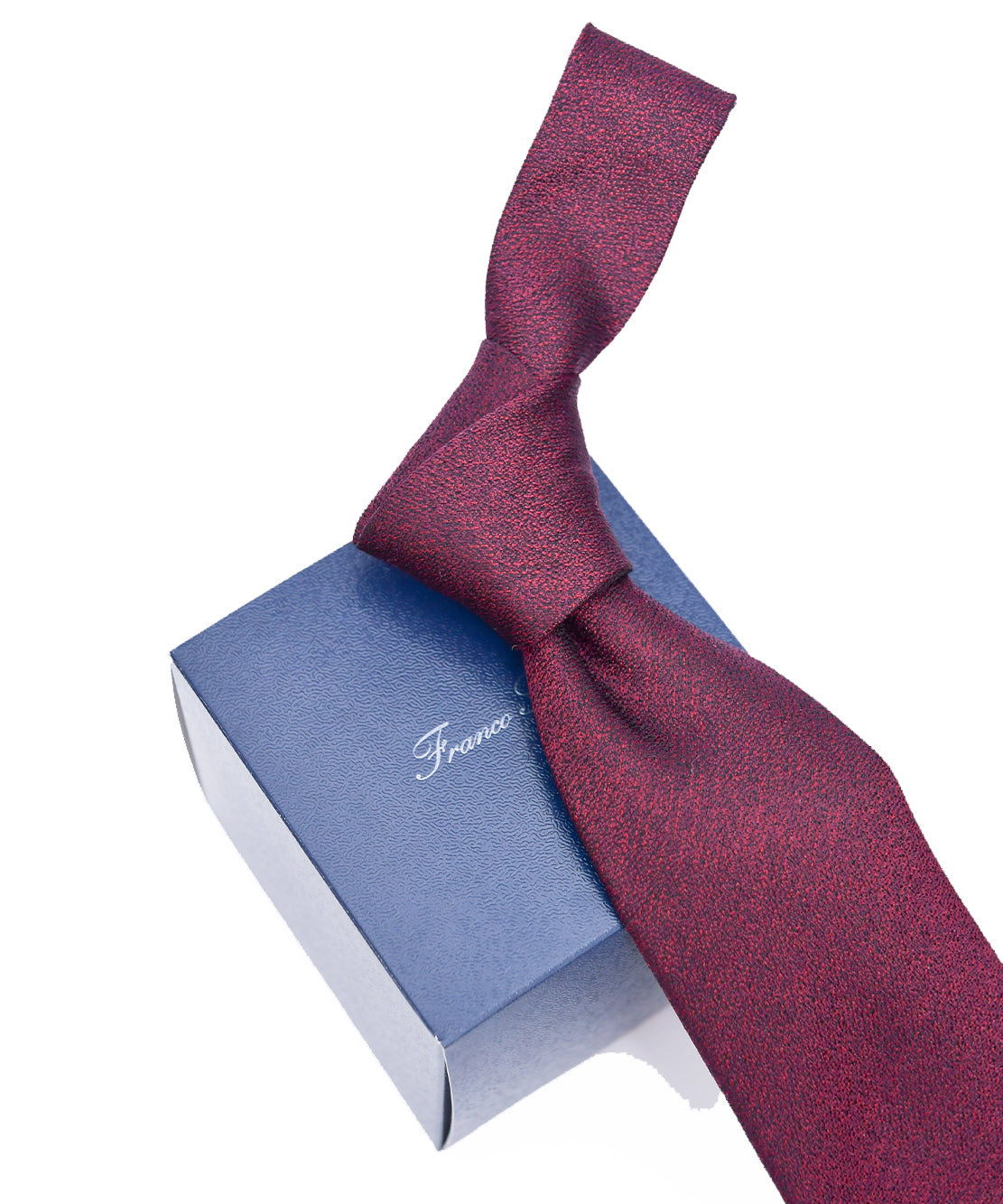 Franco Spada ( フランコスパダ ) ヴィンテージ調梨地ミックス無地ネクタイ：ボルドー