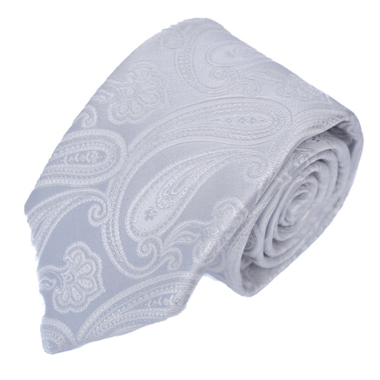Franco Spada ( フランコスパダ ) NEW SOLID COLOR FORMAL TIE ( 更紗ペーズリー無地調パステルカラーネクタイ)：ロイヤルシルバー