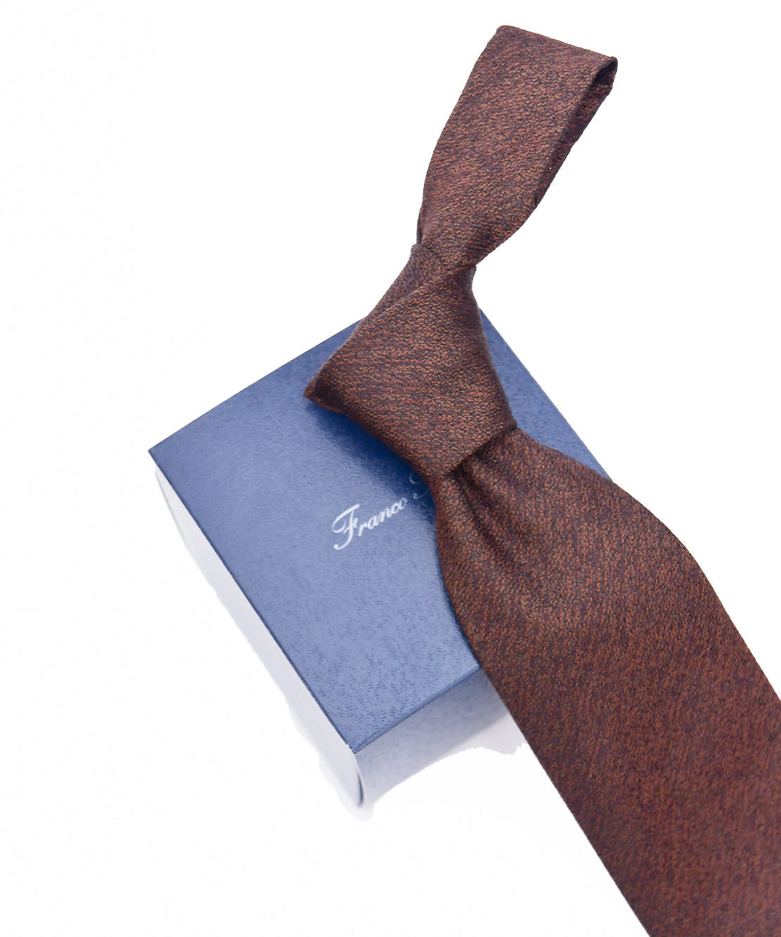 Franco Spada ( フランコスパダ ) ヴィンテージ調梨地ミックス無地ネクタイ：ブラウン