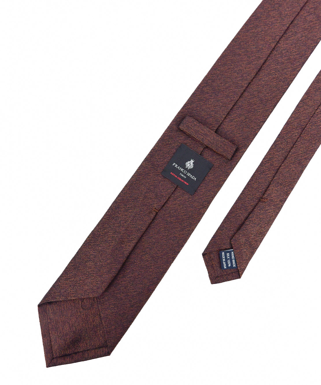 Franco Spada ( フランコスパダ ) ヴィンテージ調梨地ミックス無地ネクタイ：ブラウン