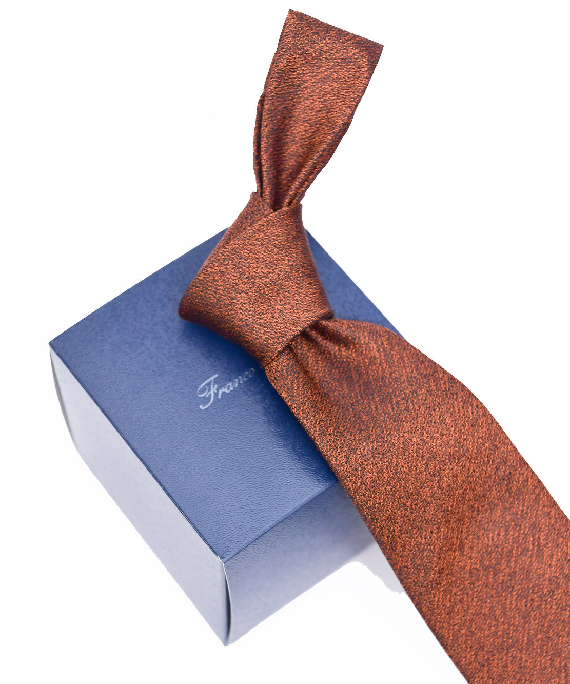 Franco Spada ( フランコスパダ ) ヴィンテージ調梨地ミックス無地ネクタイ：オレンジ