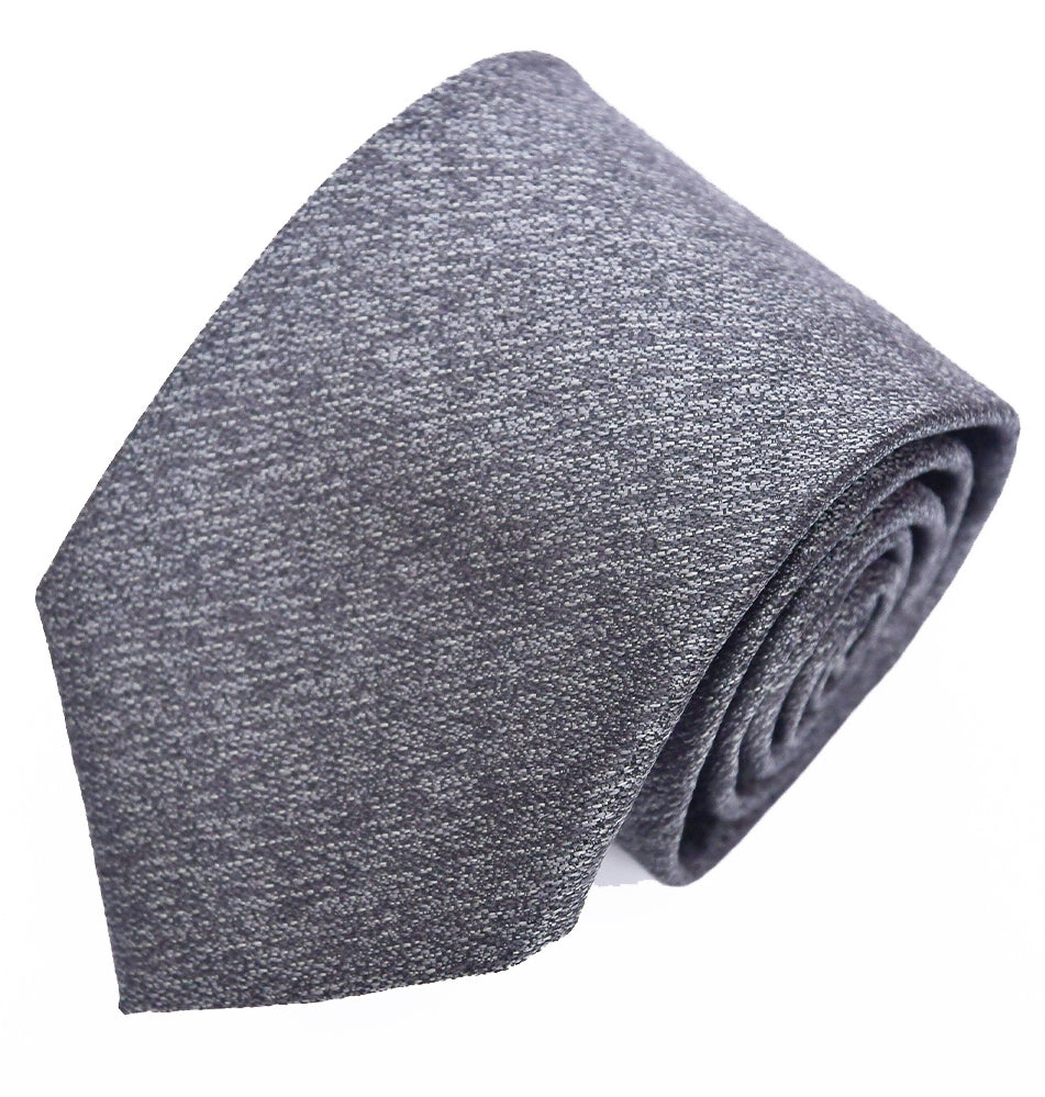 Franco Spada ( フランコスパダ ) ヴィンテージ調梨地ミックス無地ネクタイ：スチールグレー