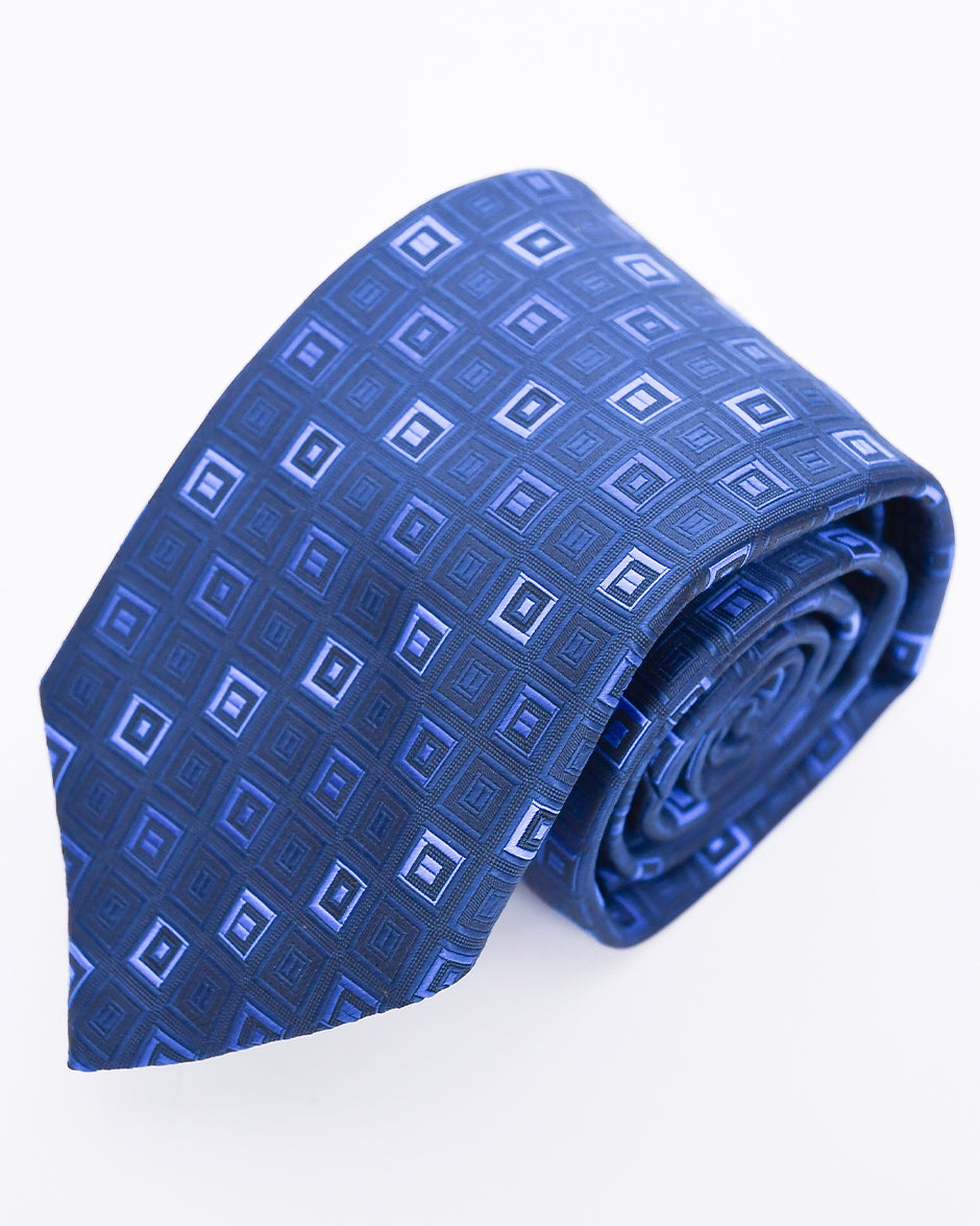 Franco Spada ( フランコスパダ ) ヴィンテージスクエアジオメトリックネクタイ：ネイビー×ブルー
