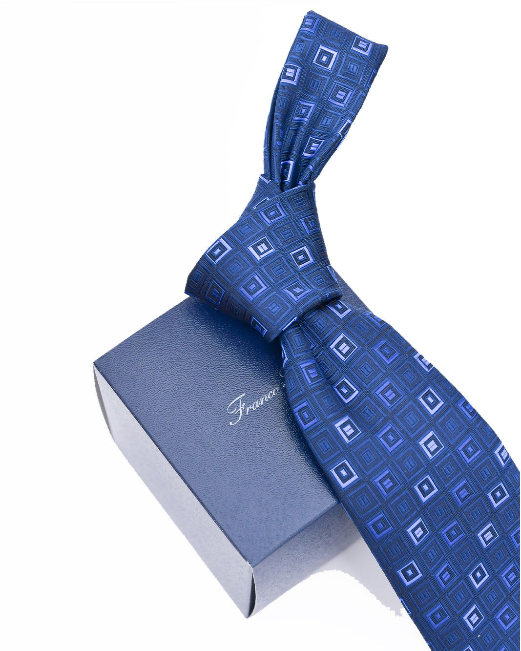 Franco Spada ( フランコスパダ ) ヴィンテージスクエアジオメトリックネクタイ：ネイビー×ブルー