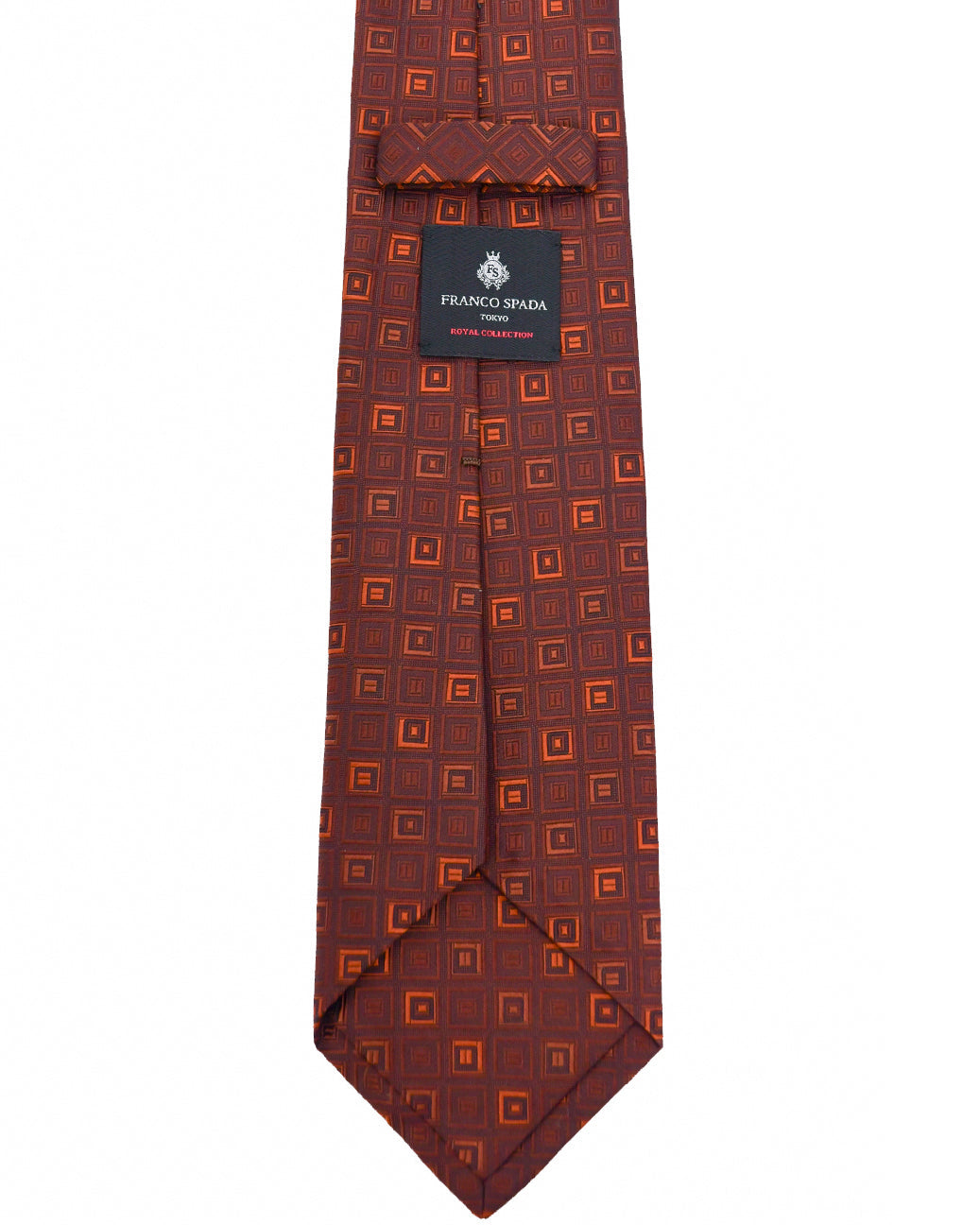 Franco Spada ( フランコスパダ ) ヴィンテージスクエアジオメトリックネクタイ：ブラウン×オレンジ