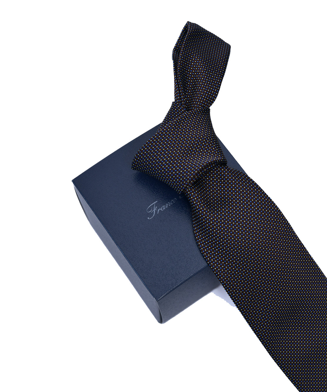 Franco Spada ( フランコスパダ ) マイクロピンドットパターンネクタイ：ブラウン×ブルー×ライムG