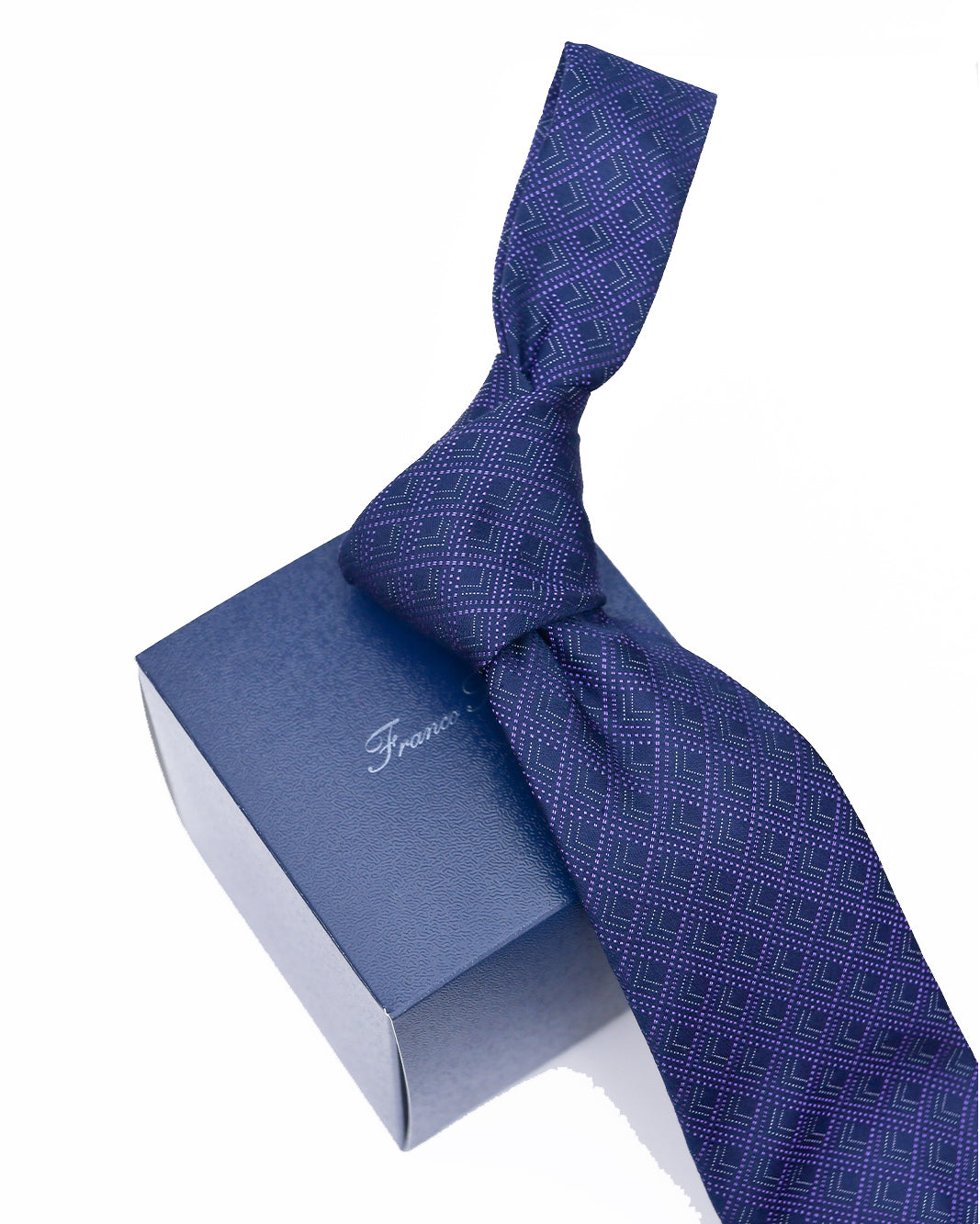 Franco Spada ( フランコスパダ )  NEW江戸切子ジャガードモチーフネクタイ：ネイビー×パープル