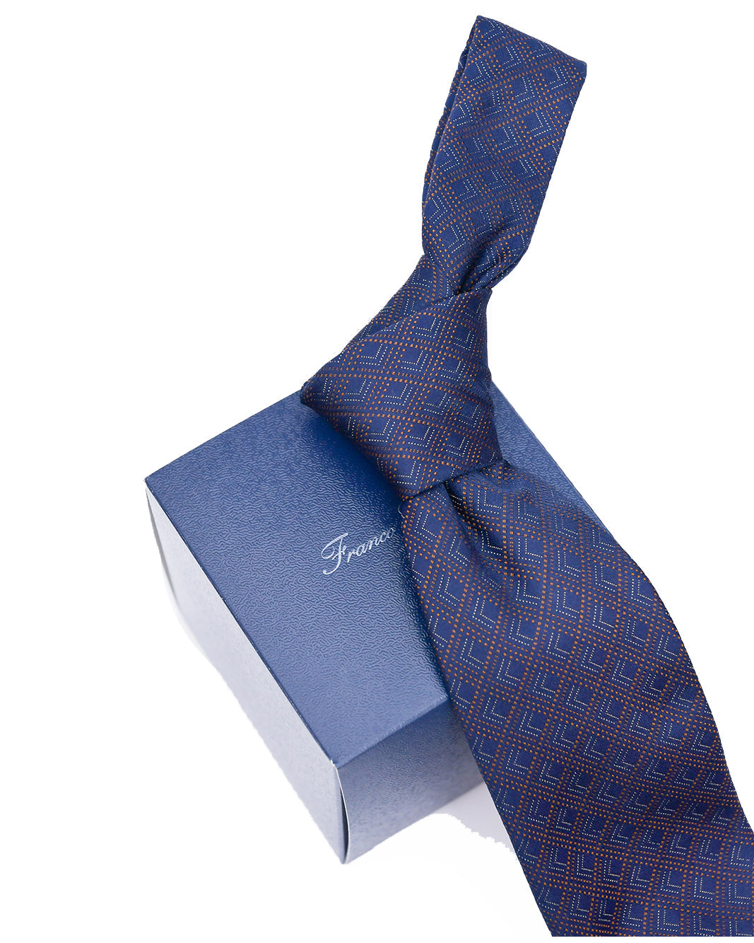 Franco Spada ( フランコスパダ ) NEW江戸切子ジャガードモチーフネクタイ：ネイビー×ブラウン
