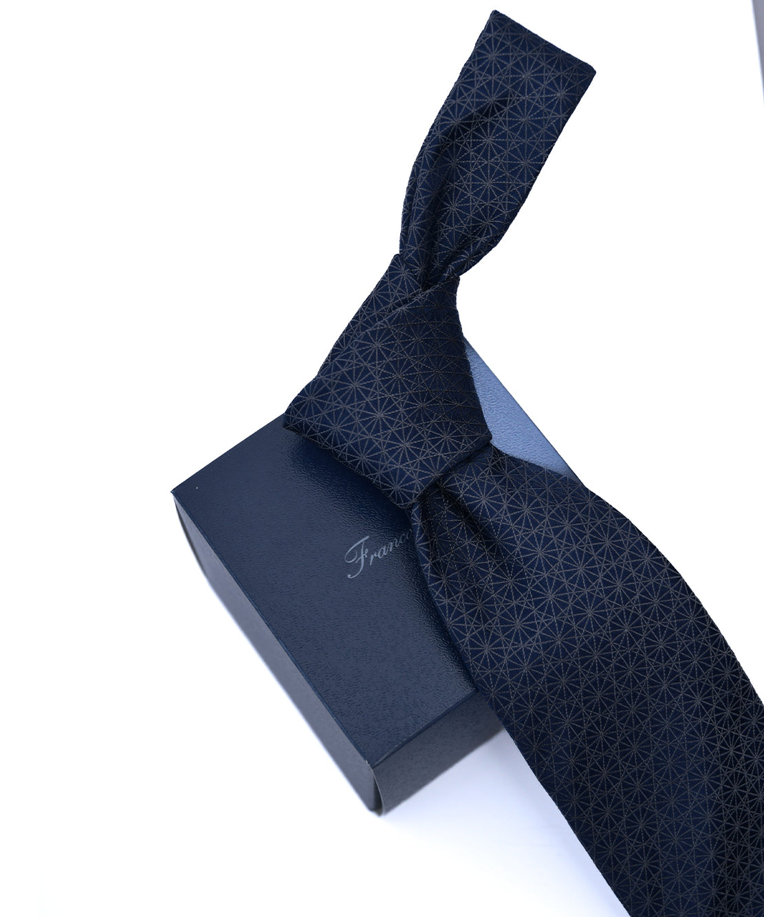 Franco Spada ( フランコスパダ )  江戸切子ジャガードモチーフネクタイ：ネイビー×グレー