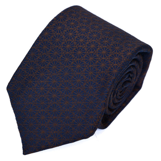 Franco Spada ( フランコスパダ )  江戸切子ジャガードモチーフネクタイ：ネイビー×ブラウン