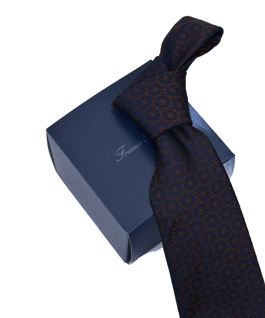 Franco Spada ( フランコスパダ )  江戸切子ジャガードモチーフネクタイ：ネイビー×ブラウン
