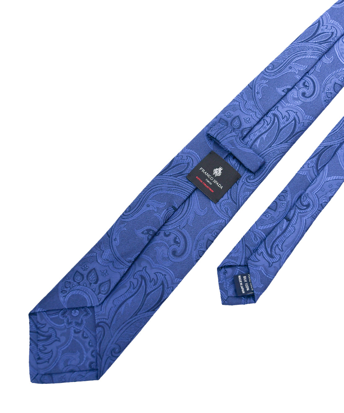 Franco Spada ( フランコスパダ )　ヴィンテージ更紗ペーズリー無地調ネクタイ：ロイヤルダークブルー