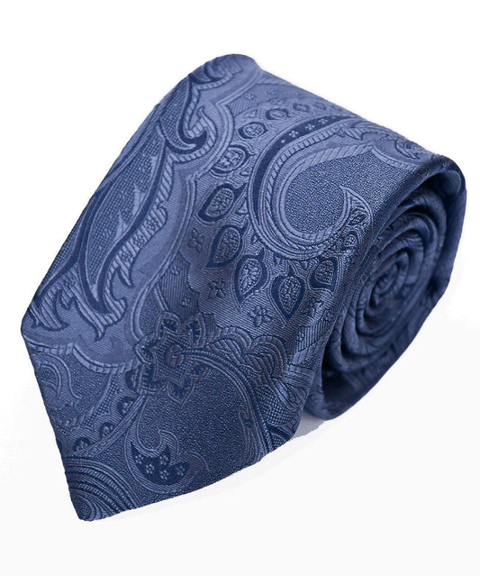 Franco Spada ( フランコスパダ )　ヴィンテージ更紗ペーズリー無地調ネクタイ：スチールグレー