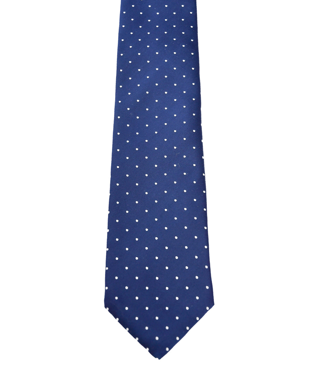 Franco Spada ( フランコスパダ )  クラシックサテン小ドットネクタイ：ネイビー×Lシルバー