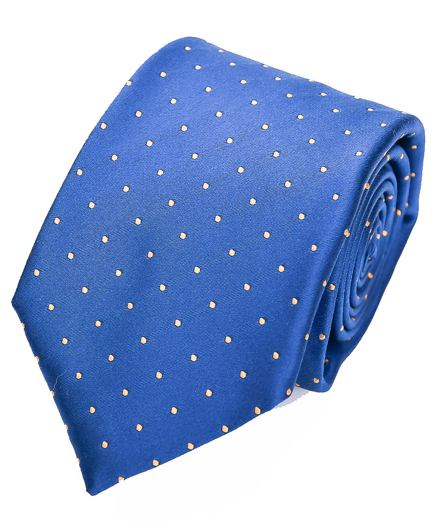 Franco Spada ( フランコスパダ ) クラシックサテン小ドットネクタイ：ロイヤルブルー×イエロー
